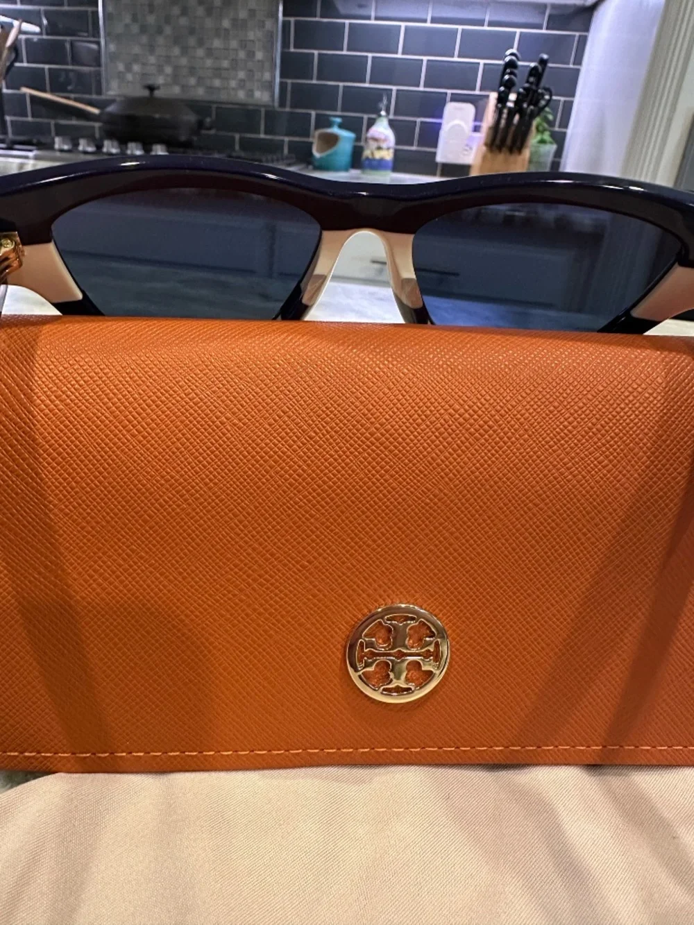 Tory Burch Miller Geometric TY7169U Navy Ivory Sunglasses NWOT